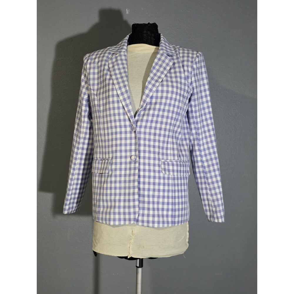 NAsty Gal Blue Checkered Jacket Sz 6 /L